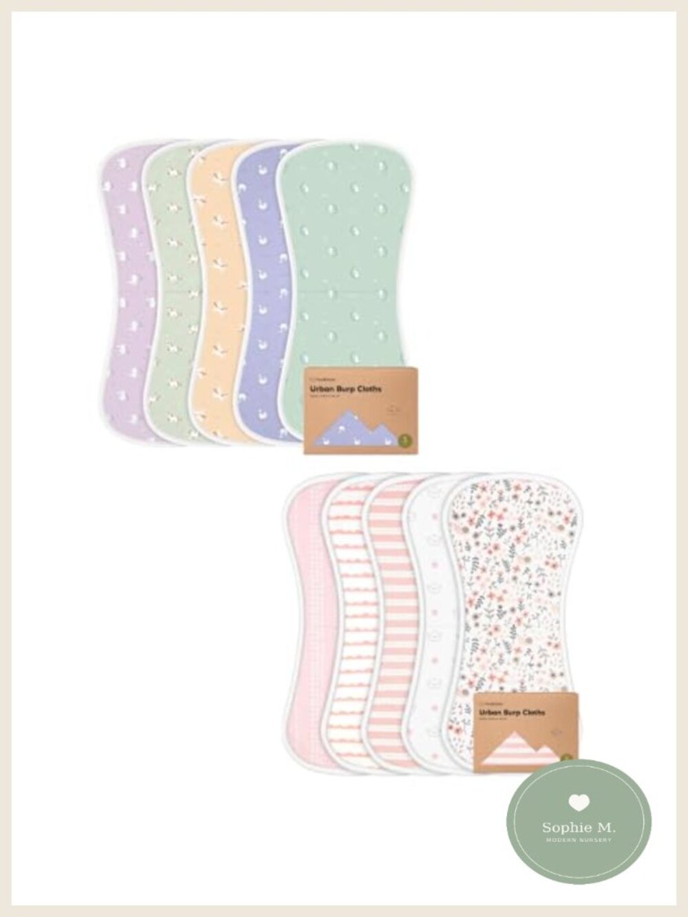 5-Pack Cotton Burp Cloths Super Absorbent Soft Plush Newborn Infant Towels